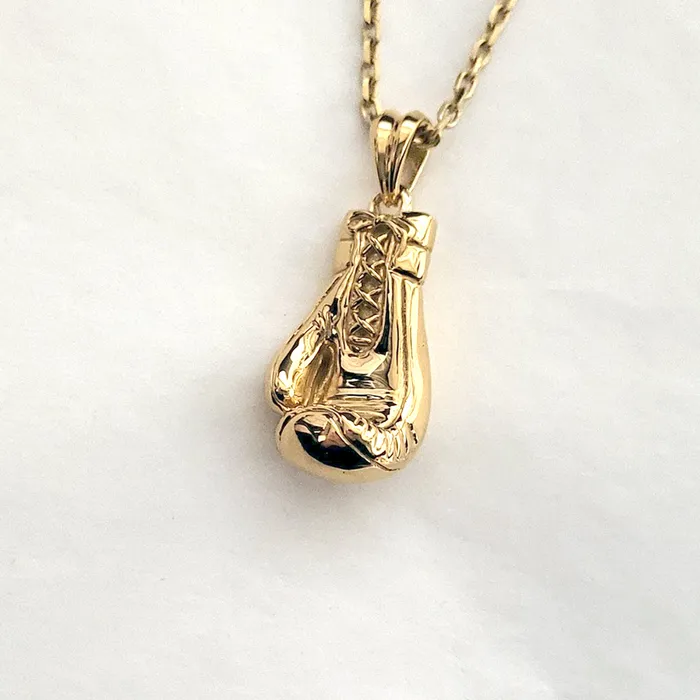 carre dor Necklaces 14k 18k gold mens boxing glove pendant necklace