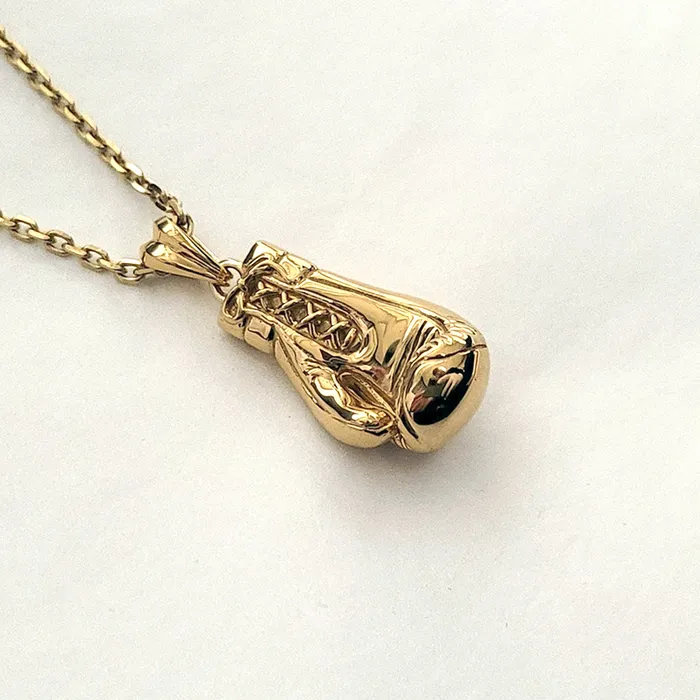 carre dor Necklaces 14k 18k gold mens boxing glove pendant necklace