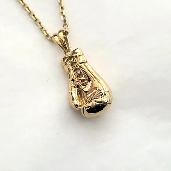 carre dor Necklaces 14k 18k gold mens boxing glove pendant necklace