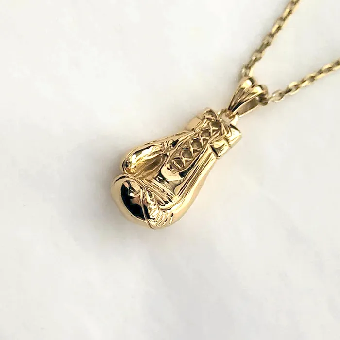 carre dor Necklaces 14k 18k gold mens boxing glove pendant necklace