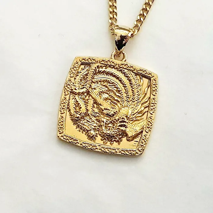 carre dor Necklaces 14k 18k gold mens Korean phoenix pendant necklace 1