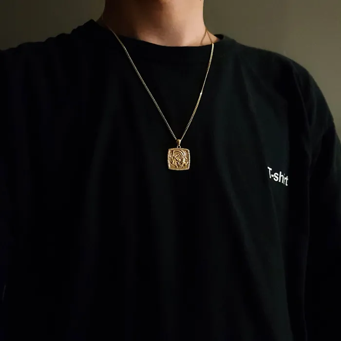 carre dor Necklaces 14k 18k gold mens Korean phoenix pendant necklace 1