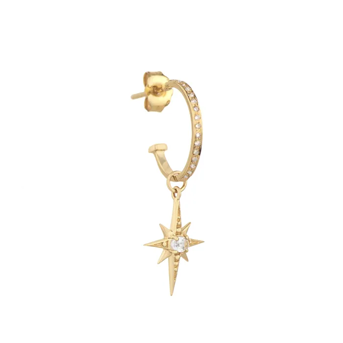 Celine Daoust Little White Sapphire Star Charm Single Hoop Earring Earrings