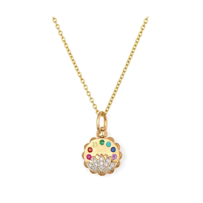 Charm Necklaces Single Spiritual Woman Lotus Flower Top Switch Charm Three Stories Jewelry
