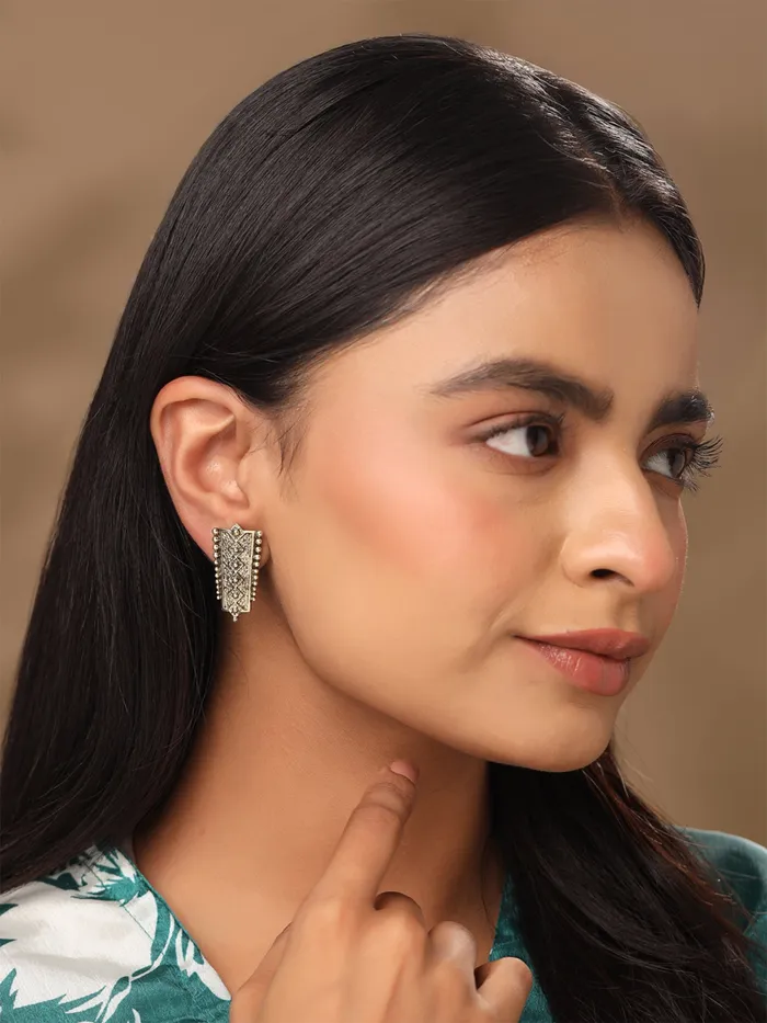 Combo 2 Pairs Golden Drop Earrings Elegant Versatile Pushback Closure Gold Yellow Chimes Earrings