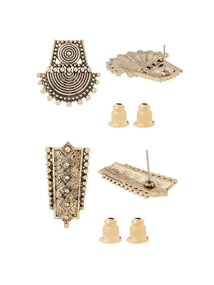 Combo 2 Pairs Golden Drop Earrings Elegant Versatile Pushback Closure Gold Yellow Chimes Earrings