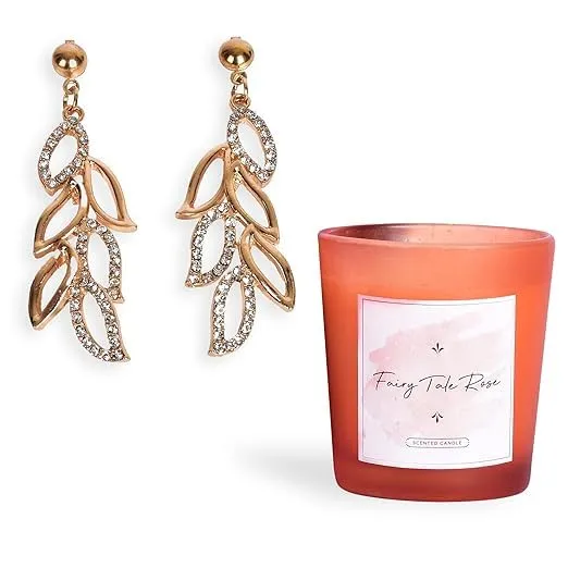 Combo Crystal Drop Earrings Fairy Tale Rose Candle MultiOccasion Gift Set Elegant Gift Box Yellow Chimes Earrings Combo Crystal Drop Earrings Fairy Tale Rose Candle MultiOccasion Gift Set Elegant Gift Box Yellow Chimes Earrings