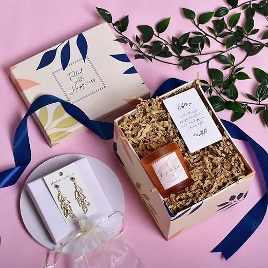 Combo Crystal Drop Earrings Fairy Tale Rose Candle MultiOccasion Gift Set Elegant Gift Box Yellow Chimes Earrings