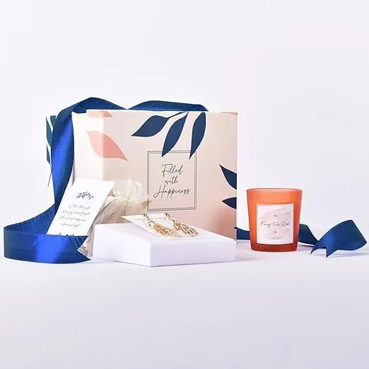 Combo Crystal Drop Earrings Fairy Tale Rose Candle MultiOccasion Gift Set Elegant Gift Box Yellow Chimes Earrings