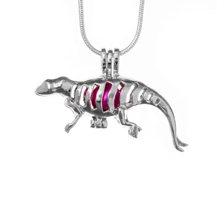 CPSP140 Cage Pendant Silver Plated Dinosaur Necklaces