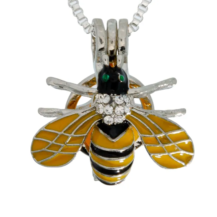 CPSP250 Cage Pendant Silver Plated Bumble Bee Necklaces