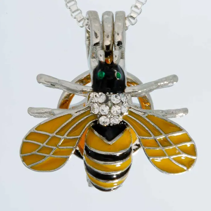 CPSP250 Cage Pendant Silver Plated Bumble Bee Necklaces CPSP250 Cage Pendant Silver Plated Bumble Bee Necklaces