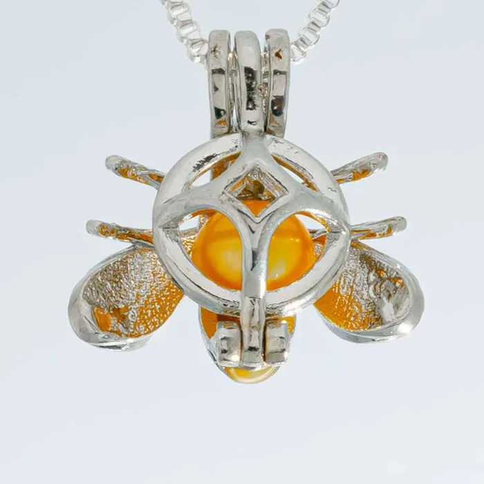 CPSP250 Cage Pendant Silver Plated Bumble Bee Necklaces CPSP250 Cage Pendant Silver Plated Bumble Bee Necklaces