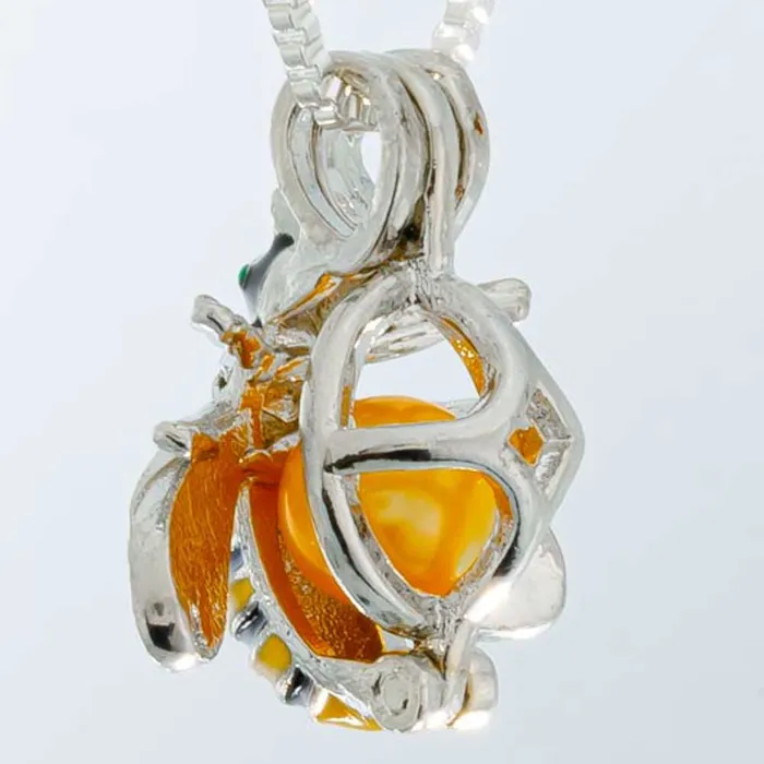 CPSP250 Cage Pendant Silver Plated Bumble Bee Necklaces CPSP250 Cage Pendant Silver Plated Bumble Bee Necklaces