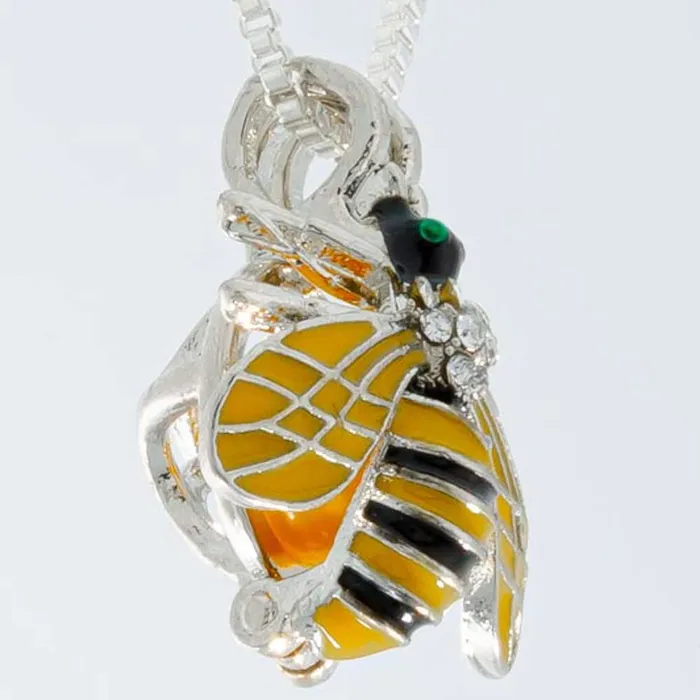 CPSP250 Cage Pendant Silver Plated Bumble Bee Necklaces CPSP250 Cage Pendant Silver Plated Bumble Bee Necklaces