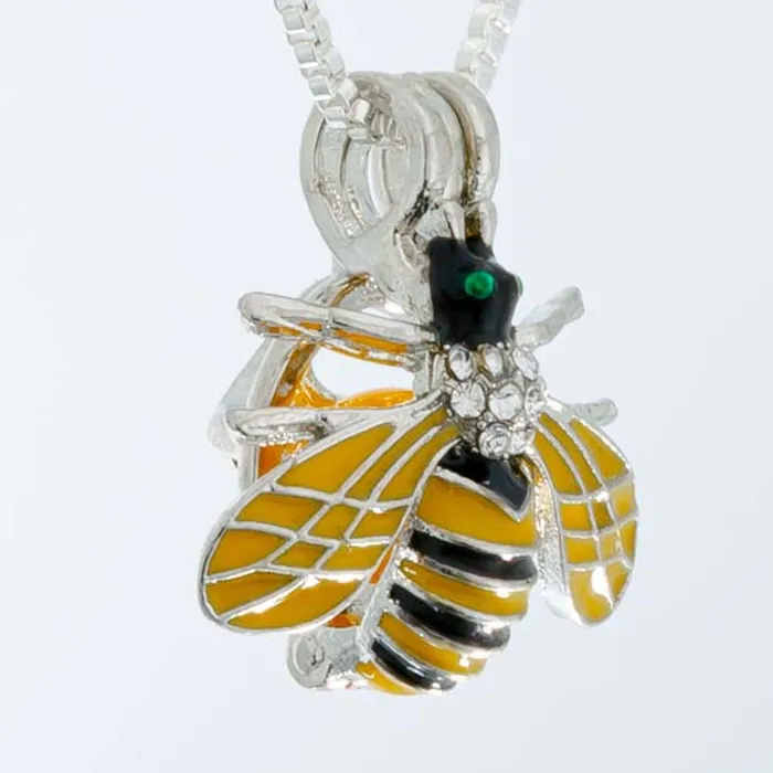 CPSP250 Cage Pendant Silver Plated Bumble Bee Necklaces CPSP250 Cage Pendant Silver Plated Bumble Bee Necklaces