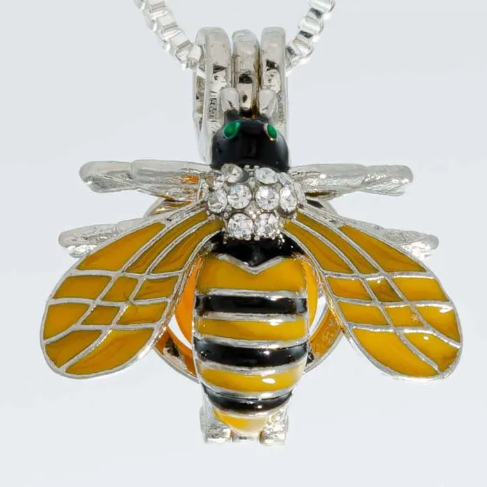 CPSP250 Cage Pendant Silver Plated Bumble Bee Necklaces CPSP250 Cage Pendant Silver Plated Bumble Bee Necklaces