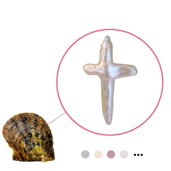 Cross Shaped Natural Colored Pearl in Oyster YASCROSSNAT Earrings
