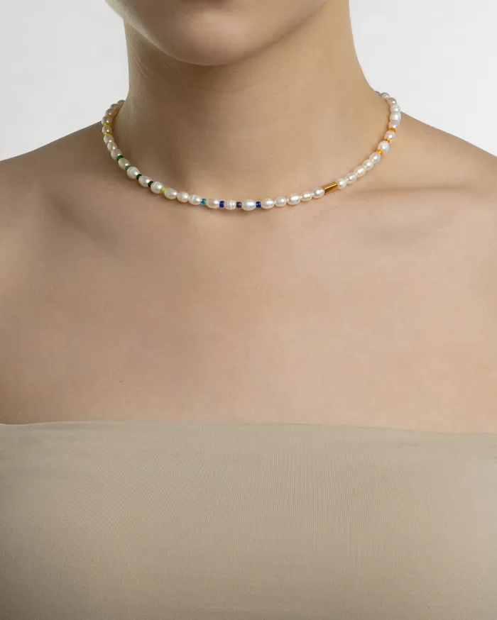 CUN Necklaces Fierte Multicolor Seed Bead Pearl Necklace