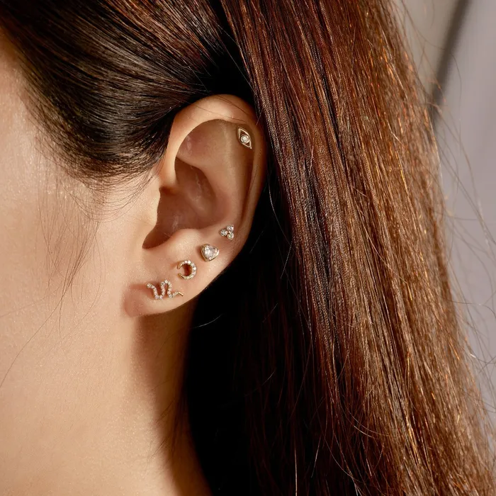 Earrings AURELIE GI CHARLOTTE Diamond Evil Eye Threadless Flatback Earring