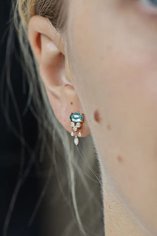 Earrings Celine Daoust Jellyfish Aquamarine Diamonds Earring