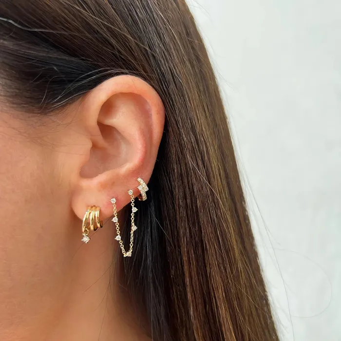 Earrings ef collection Diamond Marley Mini Huggie