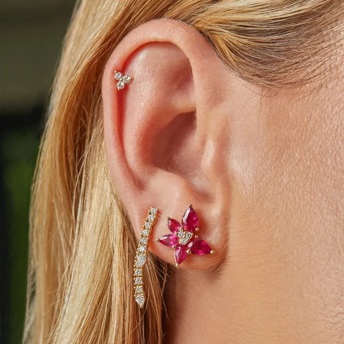 Earrings ef collection Diamond Trio Stud