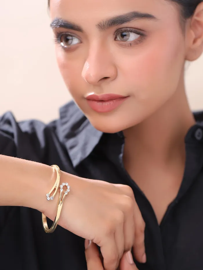 Earrings Fashion Gold Bangle Bracelet Elegant Cubic Zirconia Design 26 Size Gold Yellow Chimes