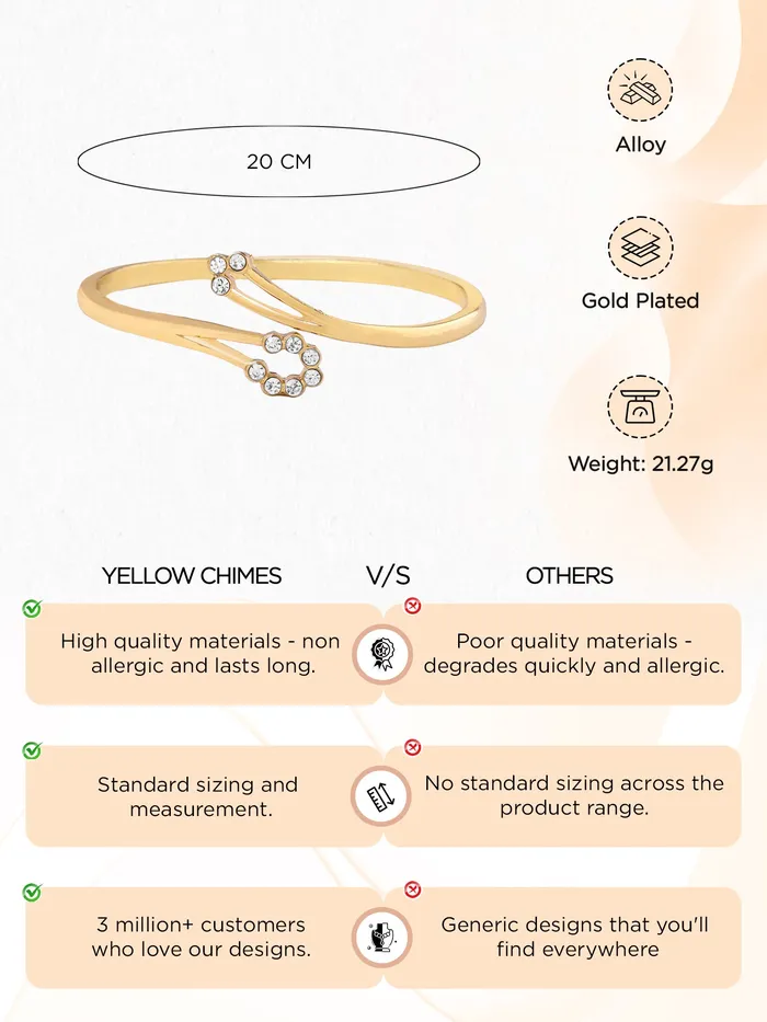 Earrings Fashion Gold Bangle Bracelet Elegant Cubic Zirconia Design 26 Size Gold Yellow Chimes