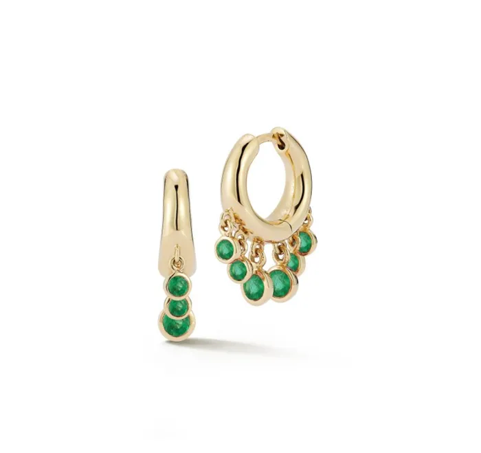 Earrings garland collection EMERALD DANGLE HUGGIES