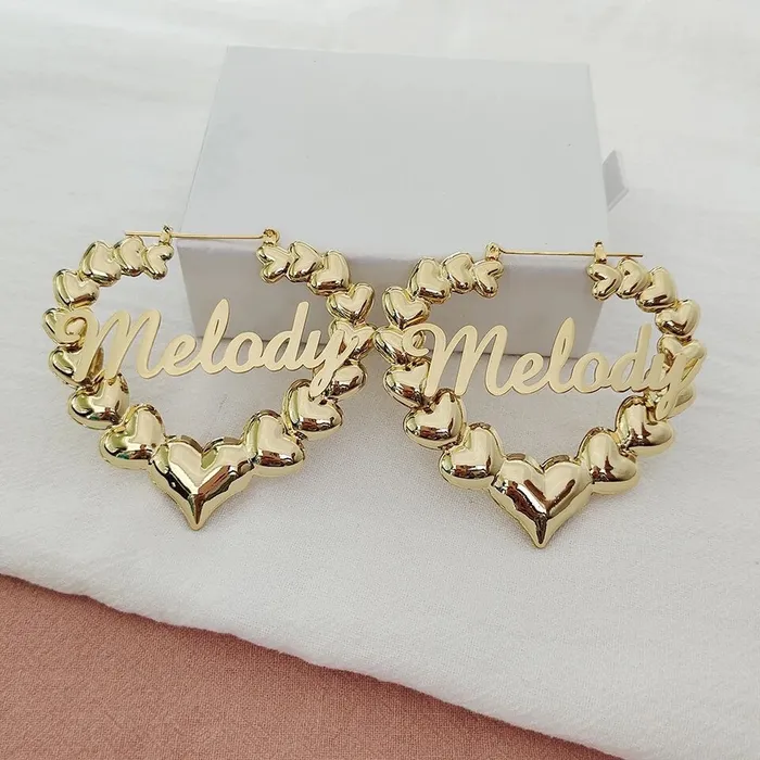 Earrings Get Signatured Heart Hoop Custom Earrings