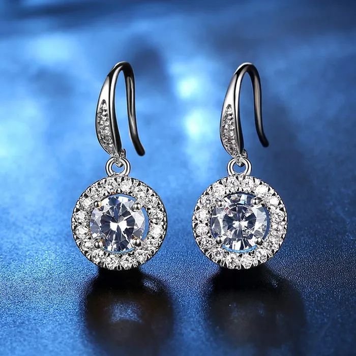 Earrings Kairangi Earrings for Women and Girls Fashion White Stone Crystal Drop Earing Silver Tone Earring Round Shape Drop Earrings Birthday Gift for girls and women Anniversary Gift for Wife Yellow Chimes