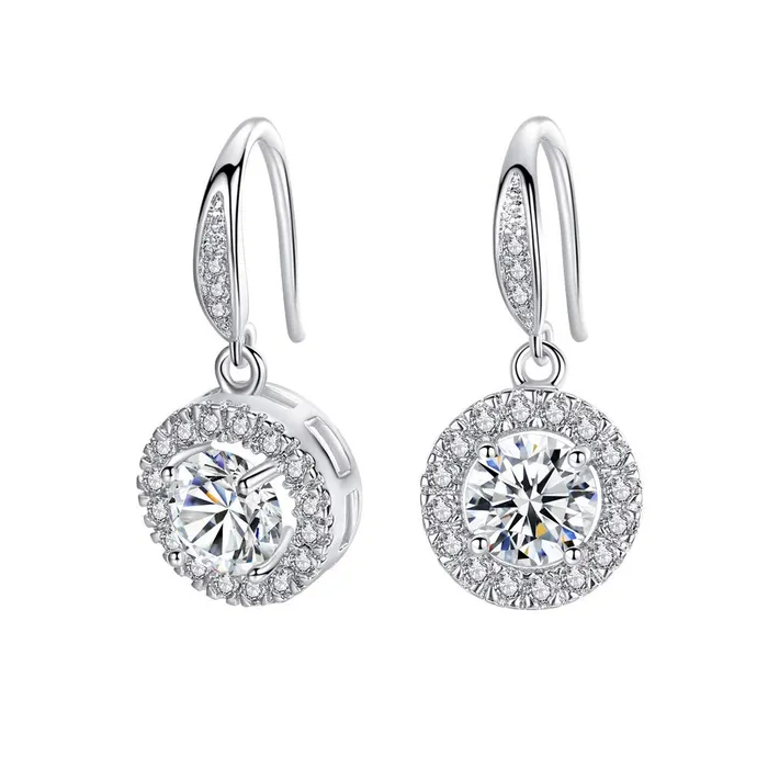 Earrings Kairangi Earrings for Women and Girls Fashion White Stone Crystal Drop Earing Silver Tone Earring Round Shape Drop Earrings Birthday Gift for girls and women Anniversary Gift for Wife Yellow Chimes
