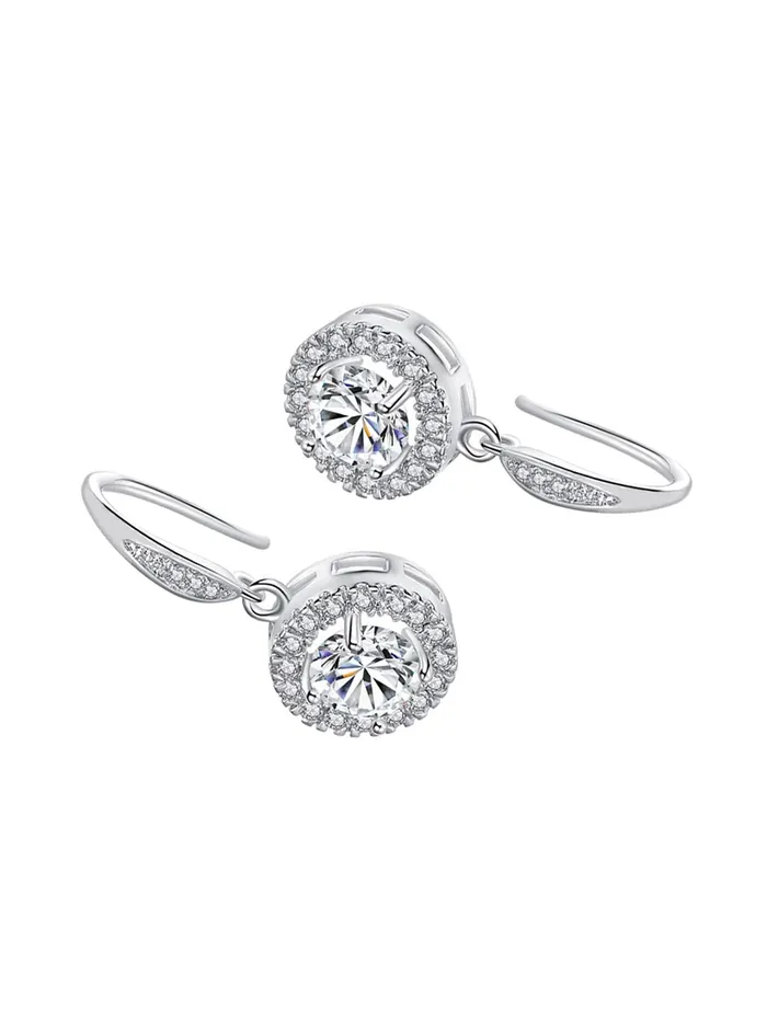 Earrings Kairangi Earrings for Women and Girls Fashion White Stone Crystal Drop Earing Silver Tone Earring Round Shape Drop Earrings Birthday Gift for girls and women Anniversary Gift for Wife Yellow Chimes
