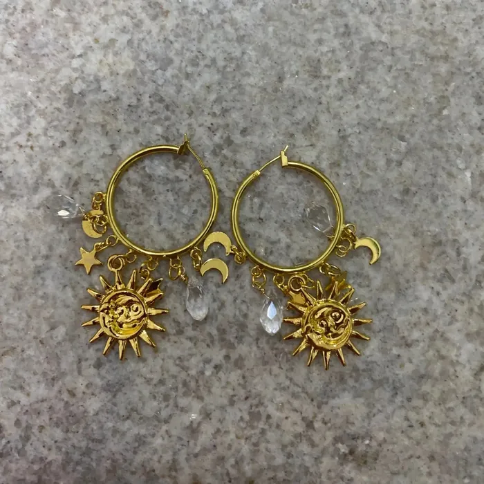 Earrings Metamorphidi Celestial Crystal Hoop Earrings