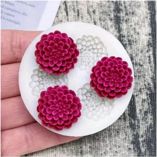 Earrings RESIN ART HUB Dahlia Flower Shaped Silicone Mold For Candle Making