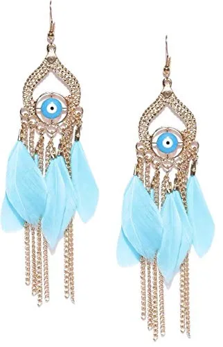 Earrings Yellow Chimes Blue Feather Long Tassel Earrings for Women and Girls Yellow Chimes Earrings Yellow Chimes Blue Feather Long Tassel Earrings for Women and Girls Yellow Chimes