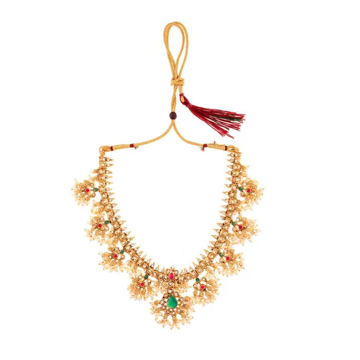 Earrings Yellow Chimes Bridal Jewellery Set Gold Plated Necklace Earrings 63 cm Adjustable Wedding