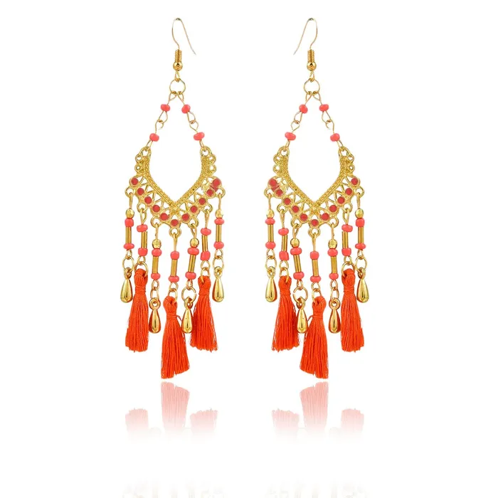 Earrings Yellow Chimes Fancy Party ware Beads Fabric Tassel Earring for Women And Girls Yellow Chimes Earrings Yellow Chimes Fancy Party ware Beads Fabric Tassel Earring for Women And Girls Yellow Chimes