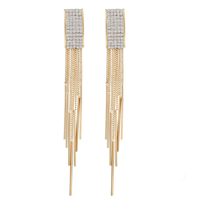 Earrings Yellow Chimes Kairangi Danglers Earrings for Women Gold Plated Crystal Studded Multi Chain Layer Long Dangle Earrings for Women and Girls
