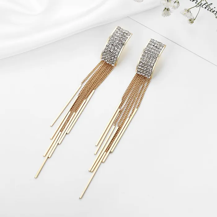 Earrings Yellow Chimes Kairangi Danglers Earrings for Women Gold Plated Crystal Studded Multi Chain Layer Long Dangle Earrings for Women and Girls