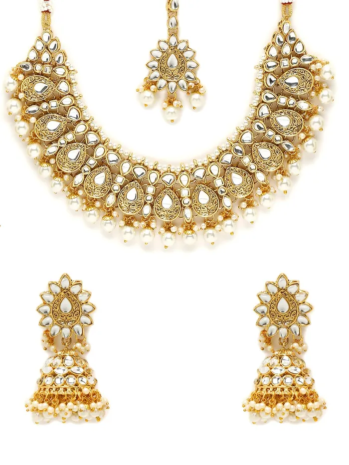 Earrings Yellow Chimes Kundan Jewellery Set for Women Gold Plated Traditional Kundan Necklace Set with Maang Tikka For Women And Girls Yellow Chimes Earrings Yellow Chimes Kundan Jewellery Set for Women Gold Plated Traditional Kundan Necklace Set with Maang Tikka For Women And Girls Yellow Chimes