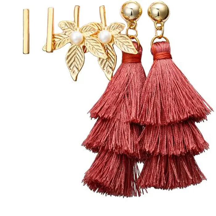 Earrings Yellow Chimes Latest Fashion Gold Plated Geometric Design Dangle Pearl Stud Earrings Combo for Women and Girls Design 12 Yellow Chimes
