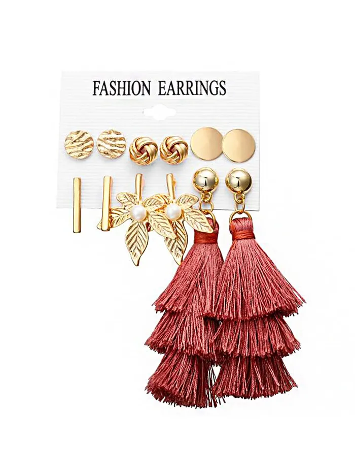 Earrings Yellow Chimes Latest Fashion Gold Plated Geometric Design Dangle Pearl Stud Earrings Combo for Women and Girls Design 12 Yellow Chimes