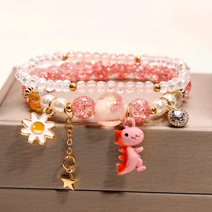 Earrings Yellow Chimes Melbees by Yellow Chimes Bracelet for Kids and Girls Charm Bracelets Kids and Girls Multi layered Flower Charm Bracelet Birthday Gift For Kids and Girls