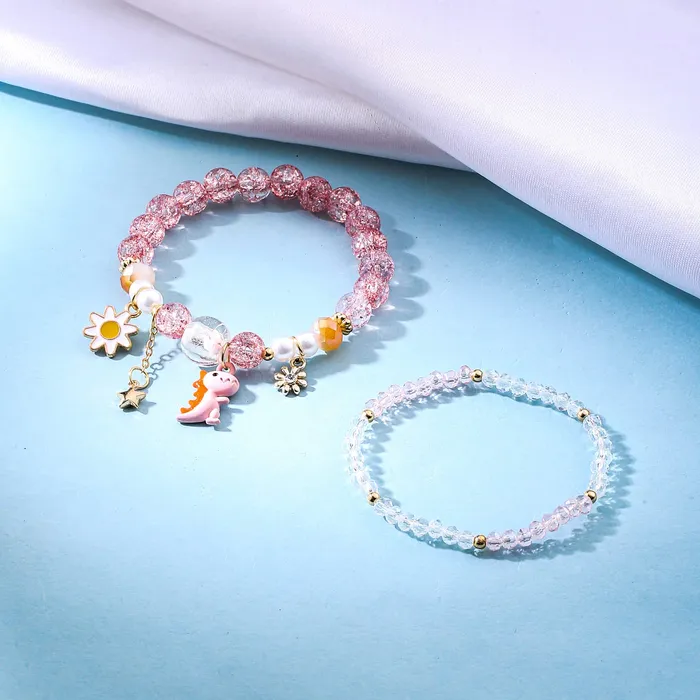 Earrings Yellow Chimes Melbees by Yellow Chimes Bracelet for Kids and Girls Charm Bracelets Kids and Girls Multi layered Flower Charm Bracelet Birthday Gift For Kids and Girls