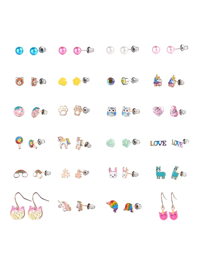 Earrings Yellow Chimes Melbees by Yellow Chimes Stud Earrings for Girls Set of 24 Pairs of Appealing Cute Little Combo Studs Earrings for Kids and Girls