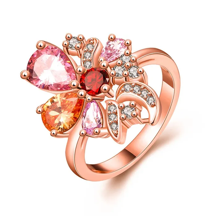 Earrings Yellow Chimes Multicolor Flower Swiss Zircon Rose Gold Crystal Ring for Women Yellow Chimes Earrings Yellow Chimes Multicolor Flower Swiss Zircon Rose Gold Crystal Ring for Women Yellow Chimes