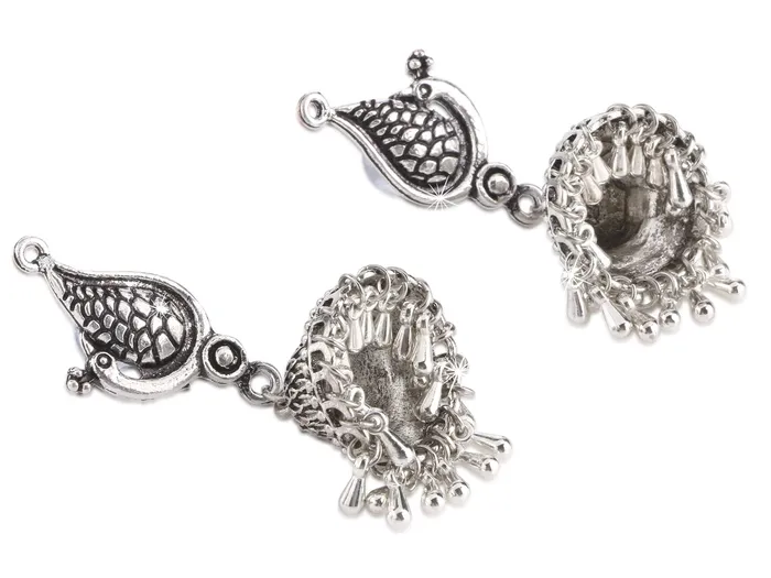 Earrings Yellow Chimes Peacock Fem Bell Ghungroo Silver Oxidized Jhumka Earrings for Women and Girls Yellow Chimes
