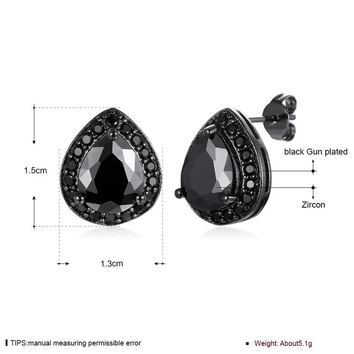 Earrings Yellow Chimes Yellow Chimes A5 Grade Black Crystal Black Gun Plated Studs Earrings for Women Girls
